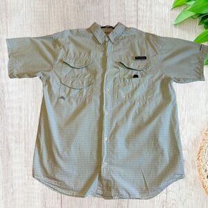 Columbia Green and White Casual Button Down‎ Shirt